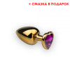 Анальная металлическая пробка с камнем в форме сердца (смазка в подарок) Gold Heart Sapphire S фото №1 — секс игрушки: Украина, NO TABOO