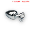 Анальная пробка, Silver Heart Diamond (змазка WET 10 мл у подарунок), M фото №1 — секс игрушки: Украина, NO TABOO