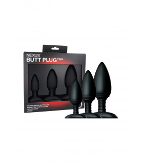 Набір анальних пробок Nexus Butt Plug Trio, 3 шт, чорний - No Taboo