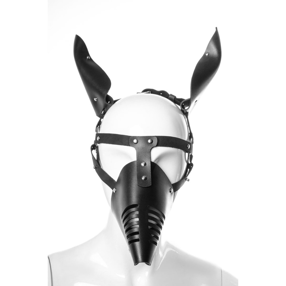 Маска Doberman Candy Hero, из кожи, ручная работа, черная, фото №4 — секс шоп Украина, NO TABOO