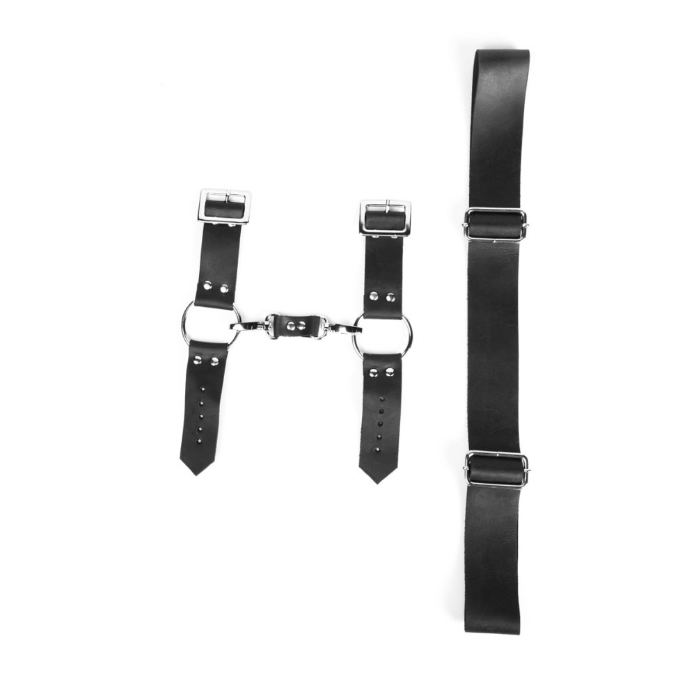 Набор БДСМ наручников, 2шт Handcuffs 8 TABOO, из кожи, ручной работы, черный, фото №5 — секс шоп Украина, NO TABOO