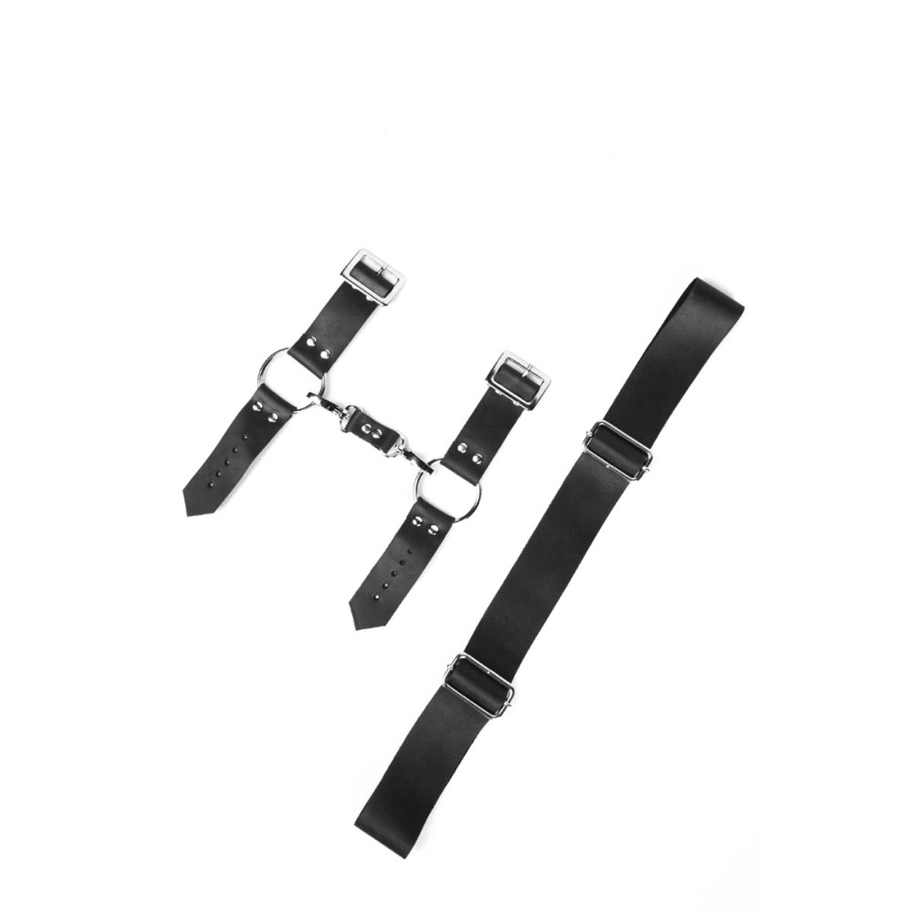 Набор БДСМ наручников, 2шт Handcuffs 8 TABOO, из кожи, ручной работы, черный, фото №4 — секс шоп Украина, NO TABOO
