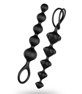 Набор анальных ёлочек Satisfyer Love Beads, чёрные, 2 шт - No Taboo