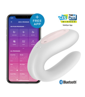 Вібратор для пар з підключенням до телефону Satisfyer (Сатисфаер) Double Joy White - No Taboo