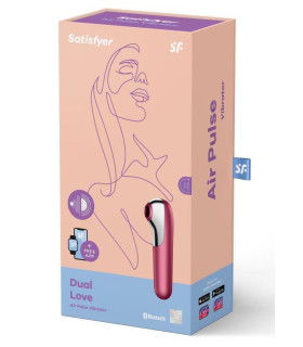 Вакуумный стимулятор Satisfyer Dual Love с вибрацией, с приложением, красный, 17.9 х 4.9 см - No Taboo