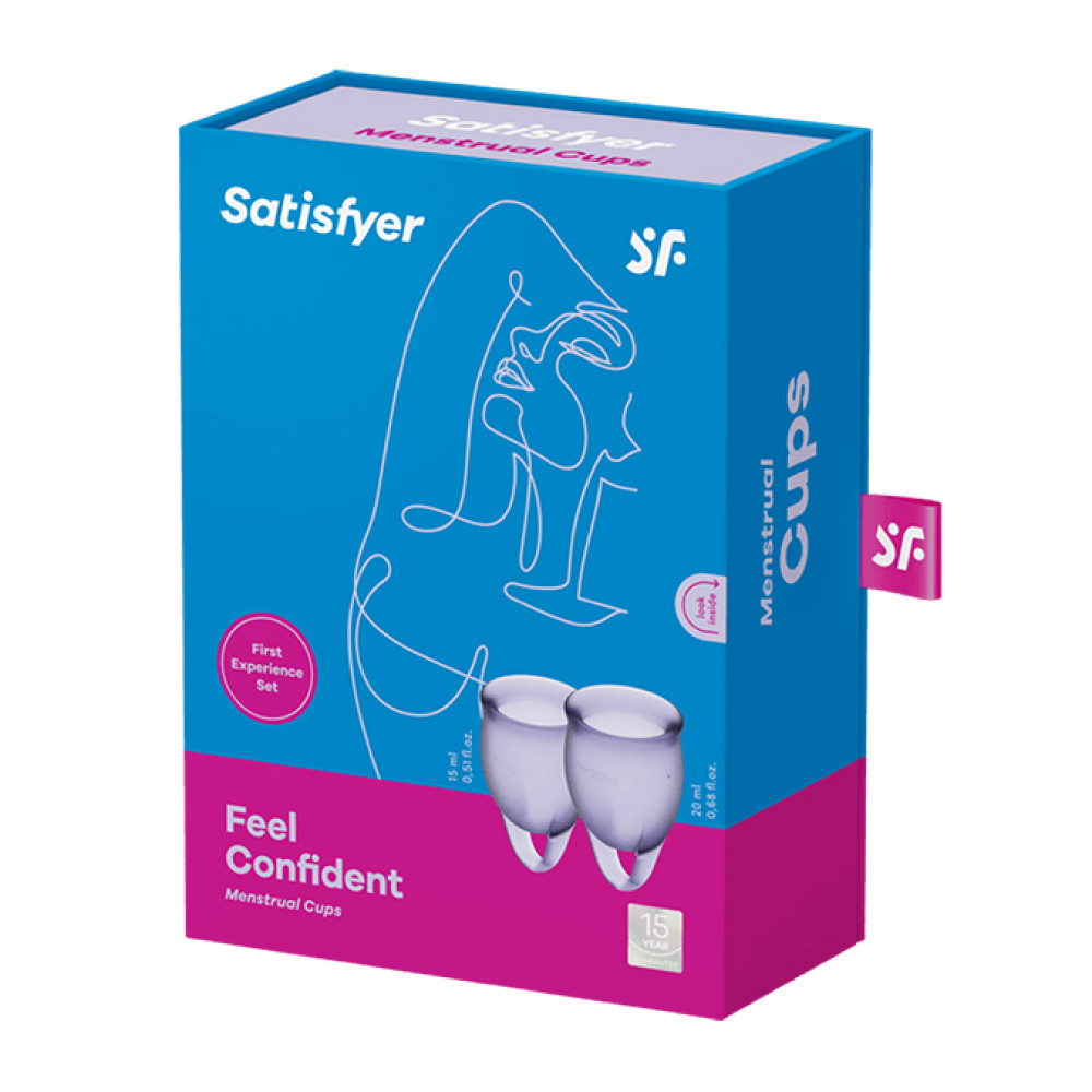 Набор менструальных чаш Satisfyer Feel Confident фиолетовый, 2 шт, фото №2 — секс шоп Украина, NO TABOO
