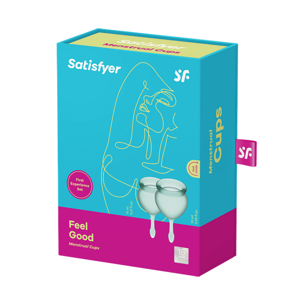 Набор менструальных чаш Satisfyer Feel Good зеленый, 2 шт, фото №2 — секс шоп Украина, NO TABOO