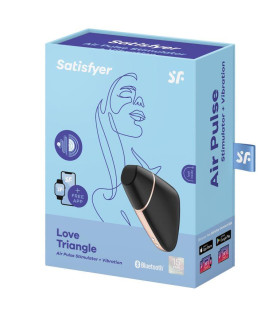 Вакуумный стимулятор с вибрацией Satisfyer Love Triangle с приложением, черный, 8.7 х 6.7 см - No Taboo