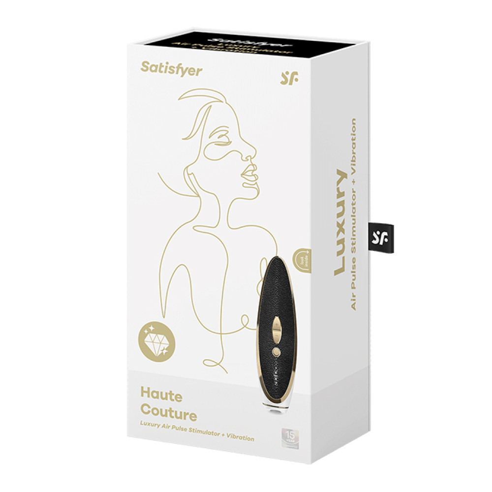 Вакуумный стимулятор Satisfyer Haute Couture с кожаной вставкой, 19.2 х 4 см фото №2 — секс игрушки: Украина, NO TABOO