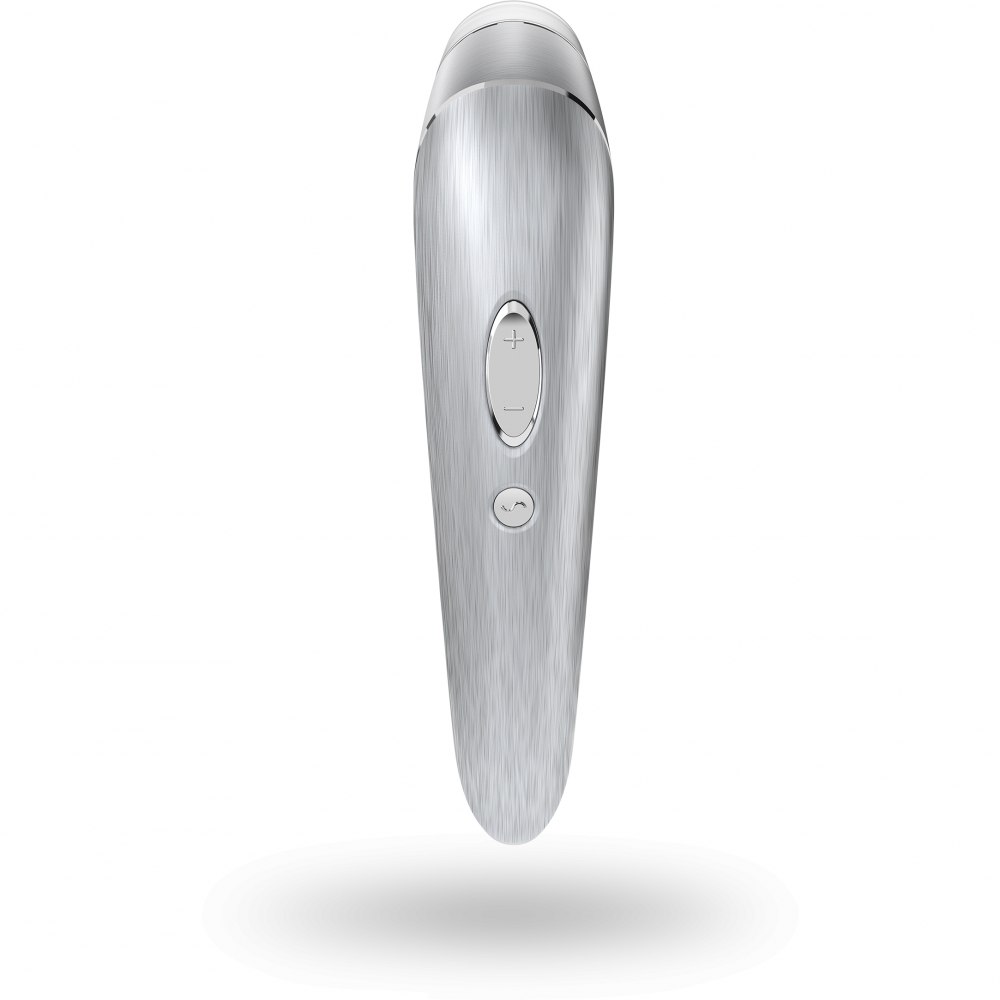 Вакуумный стимулятор с вибрацией Satisfyer High Fashion алюминиевый, серебристый, 17.3 х 4.2 см фото №5 — секс игрушки: Украина, NO TABOO
