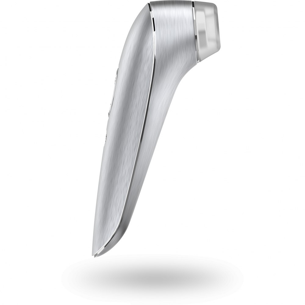 Вакуумный стимулятор с вибрацией Satisfyer High Fashion алюминиевый, серебристый, 17.3 х 4.2 см фото №3 — секс игрушки: Украина, NO TABOO