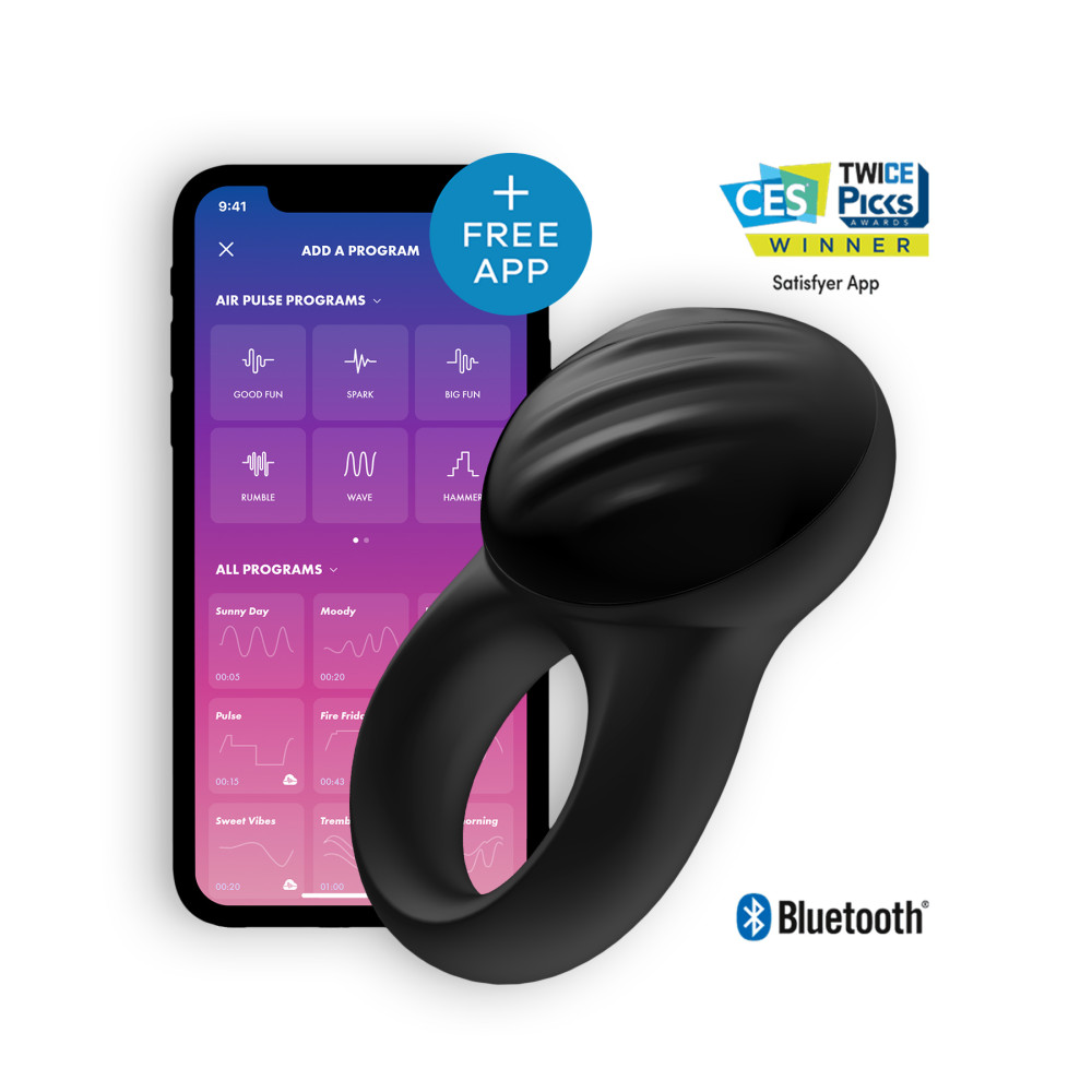 Эрекционное виброкольцо Satisfyer Signet Ring с приложением, чёрное, 8.3 х 3.4 см фото №0 — секс игрушки: Украина, NO TABOO