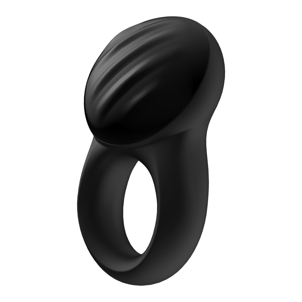 Эрекционное виброкольцо Satisfyer Signet Ring с приложением, чёрное, 8.3 х 3.4 см фото №3 — секс игрушки: Украина, NO TABOO