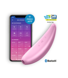 Вакуумный стимулятор Satisfyer Curvy 3 с вибрацией и приложением, розовый, 14.8 х 4.8 см - No Taboo