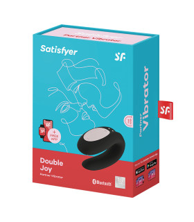 Вібратор для пар Satisfyer Double Joy з додатком, чорний, 9.1 х 4.1 см - No Taboo