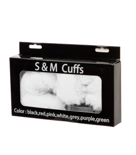 Наручники с мехом S&M CuffS, металлические, белого цвета - No Taboo