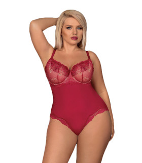 Боди с открытой спиной Obsessive Rosalyne, бордовое, XXL - No Taboo