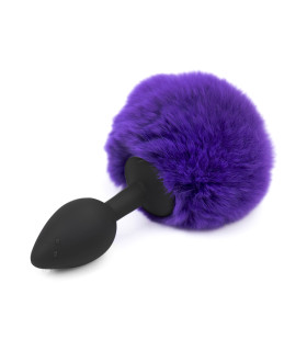 Анальная силиконовая пробка с хвостом зайки purple S - No Taboo