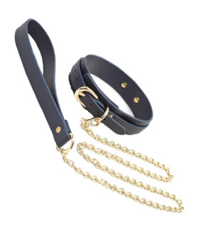 Ошейник с поводком с фурнитурой NS Novelties Bondage Couture, синий - No Taboo