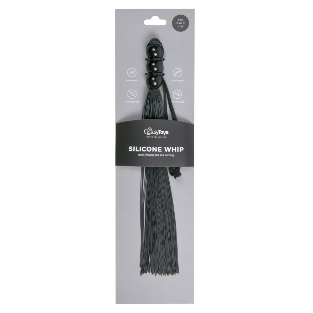 Плетка силиконовая Black Silicone Whip, 32 см, фото №2 — секс шоп Украина, NO TABOO