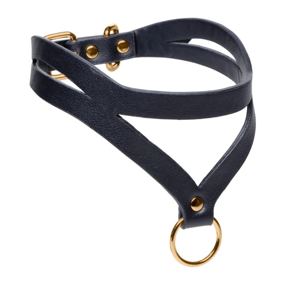 Ошейник бондажный Master Series Bondage Baddie Collar With O-ring, черный, фото №3 — секс шоп Украина, NO TABOO