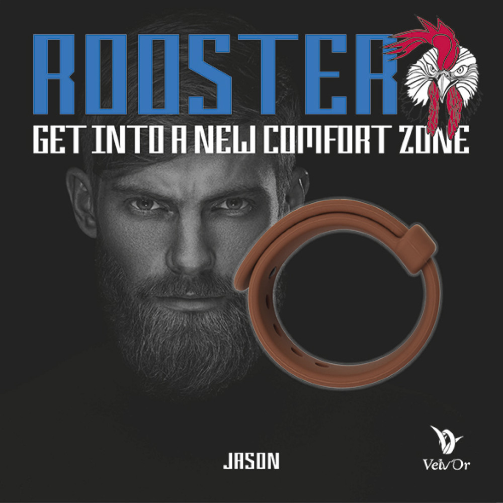 Эрекционное кольцо-ремешок VELV'OR - ROOSTER JASON SIZE ADJUSTABLE, коричневое фото №5 — секс игрушки: Украина, NO TABOO