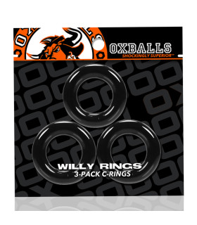 Набор эрекционных колец OXBALLS - WILLY RINGS, 3 шт, черные - No Taboo