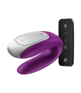 Вибратор для пар Satisfyer Double Fun с пультом и приложением, фиолетовый, 9.4 х 4.2 см - No Taboo