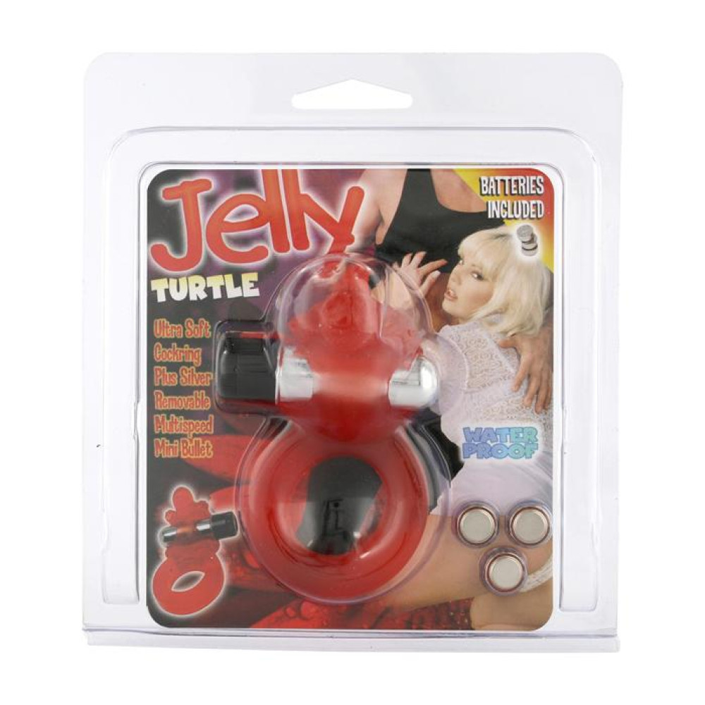 Эрекционное кольцо с вибро Jelly Turtle Cockring, красное фото №0 — секс игрушки: Украина, NO TABOO