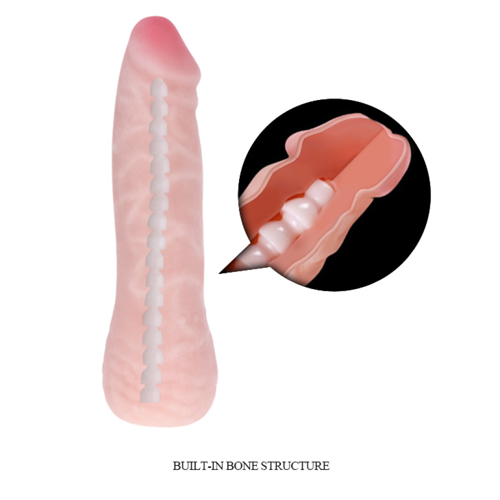 Фаллоимитатор с хребтом BAILE Sextoy гибкий, бежевый, 16 х 3.3 см фото №5 — секс игрушки: Украина, NO TABOO