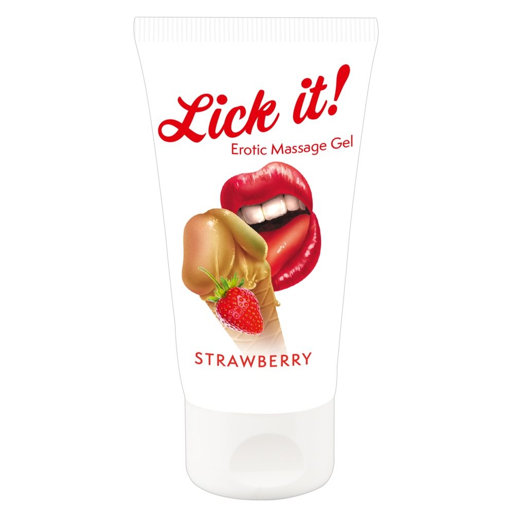 Массажный гель-лубрикант Lick It! со вкусом клубники, 50 мл, фото №0 — секс шоп Украина, NO TABOO