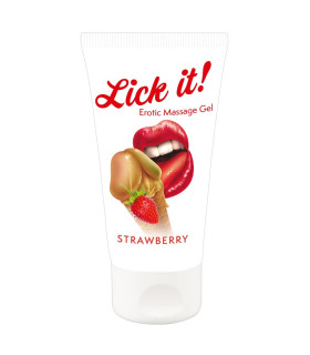 Масажний гель-лубрикант Lick It! зі смаком полуниці, 50 мл - No Taboo
