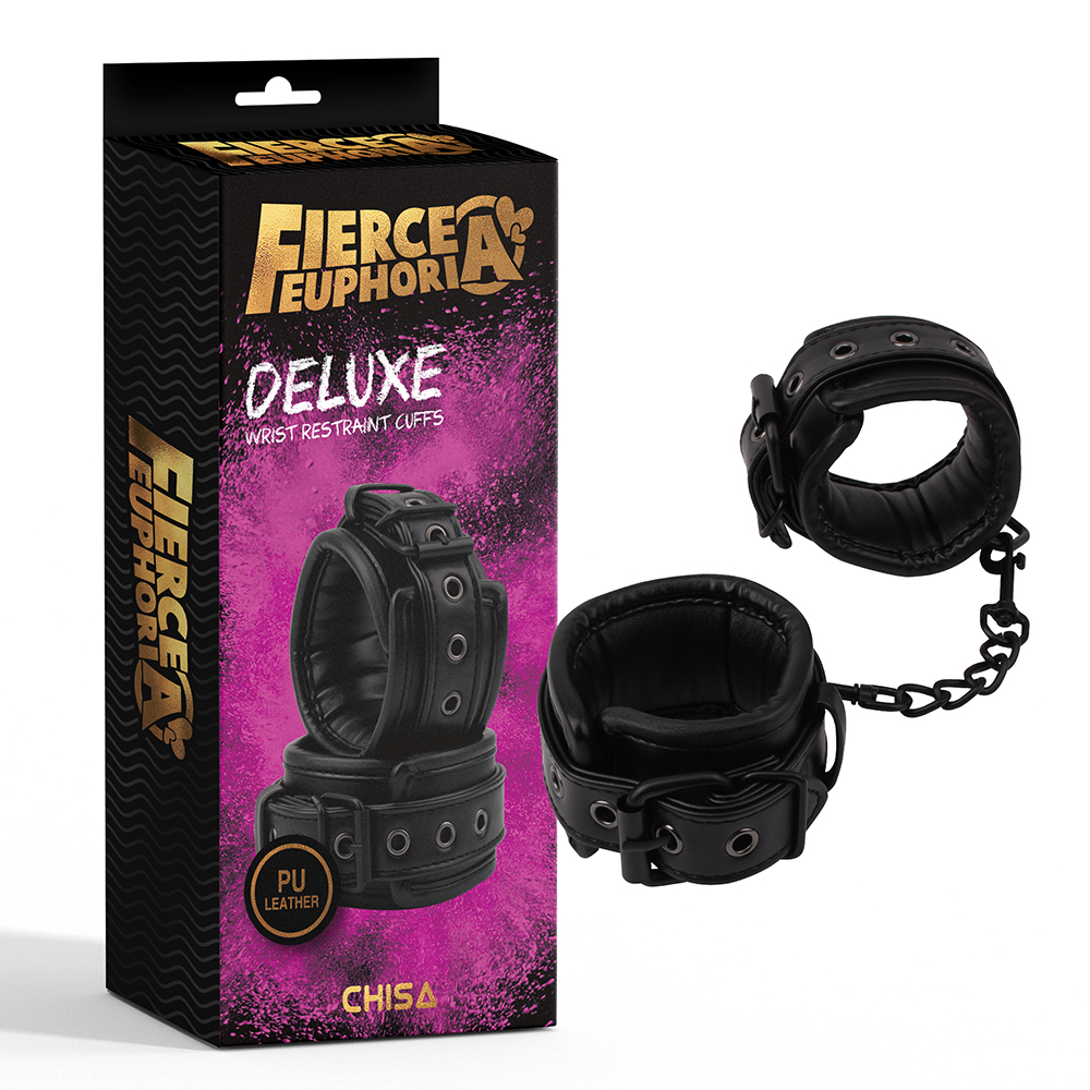 Наручники Fierce Feuphoria Deluxe из кожзама PU, черные, фото №0 — секс шоп Украина, NO TABOO