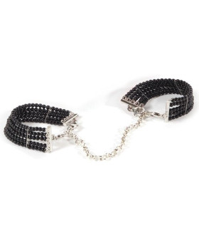 Браслети-наручники Bijoux Indiscrets з перлами, чорні - No Taboo