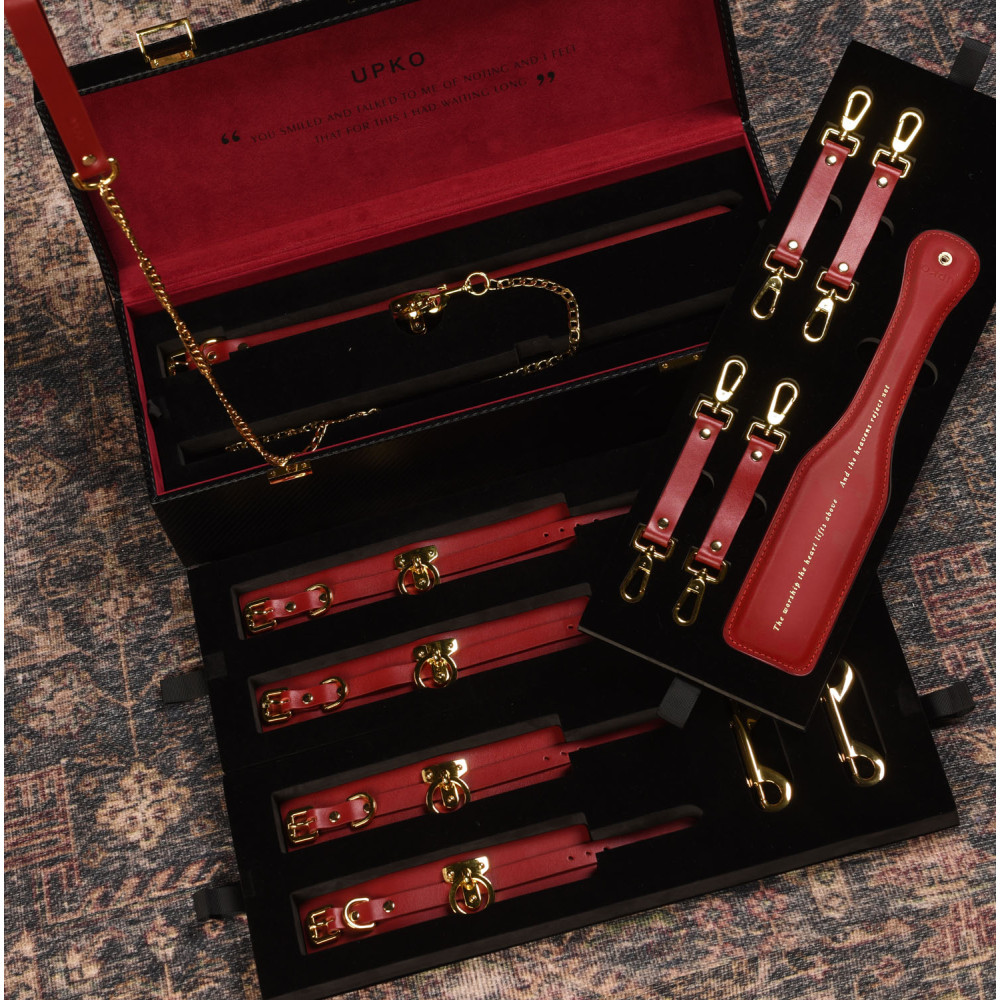 Чемодан ваших тайных желаний UPKO Kinky Tools Set итальянская кожа, красный, фото №12 — секс шоп Украина, NO TABOO