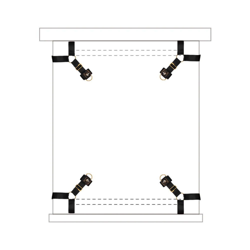Фиксаторы на кровать Bed Adjustable Restreint Strap UPKO для Х-образного бондажа, черные, фото №10 — секс шоп Украина, NO TABOO