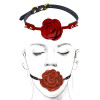 Кляп роза из силикона и итальянской кожи Rose Ball Gag UPKO, фото №1 — секс шоп Украина, NO TABOO