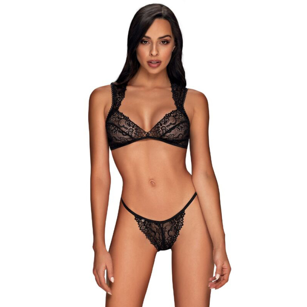 Комплект кружевного белья Obsessive, черный, L/XL, фото №0 — секс шоп Украина, NO TABOO