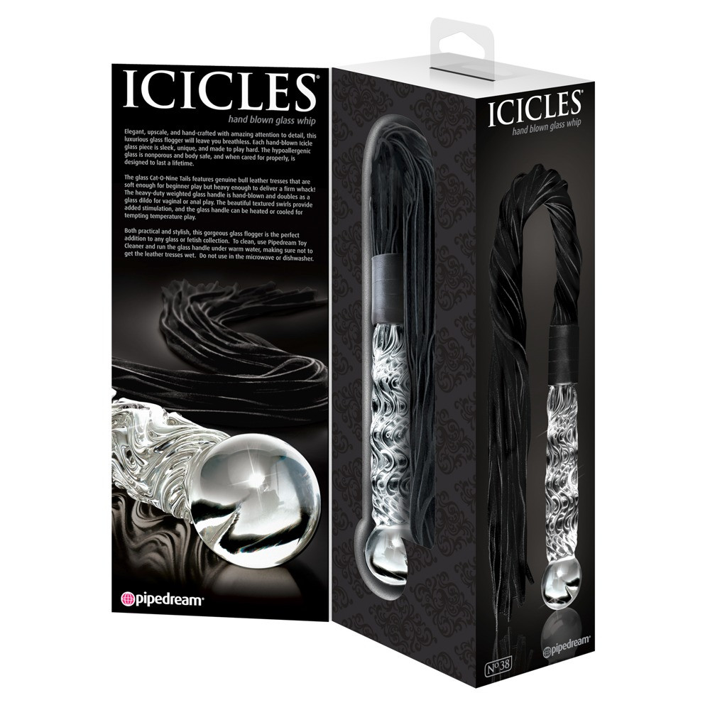 Фаллоимитатор-плеть Pipedream Icicles No. 38 стекло и замш, 17 см фото №3 — секс игрушки: Украина, NO TABOO
