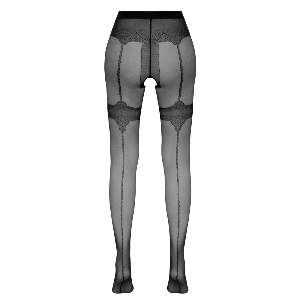 Колготки эротические с вырезом Strumpfhose offen размер 2, имитация чулок со стрелками, черные, фото №4 — секс шоп Украина, NO TABOO