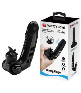 Вибронасадка на палец Pretty Love Corbin рельефная, черная, 11 х 2.8 см - No Taboo