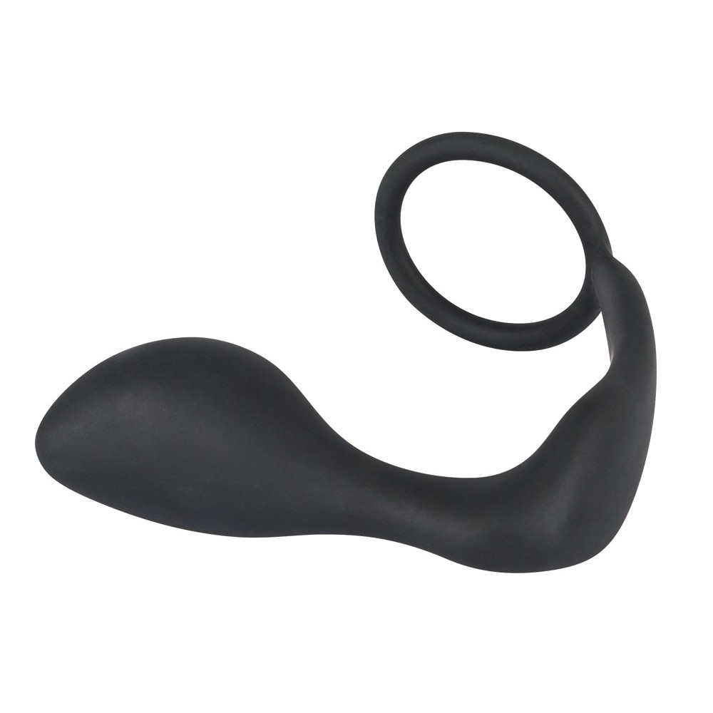 Эрекционное кольцо с анальной пробкой Black Velvets Ring & Plug, черное фото №6 — секс игрушки: Украина, NO TABOO
