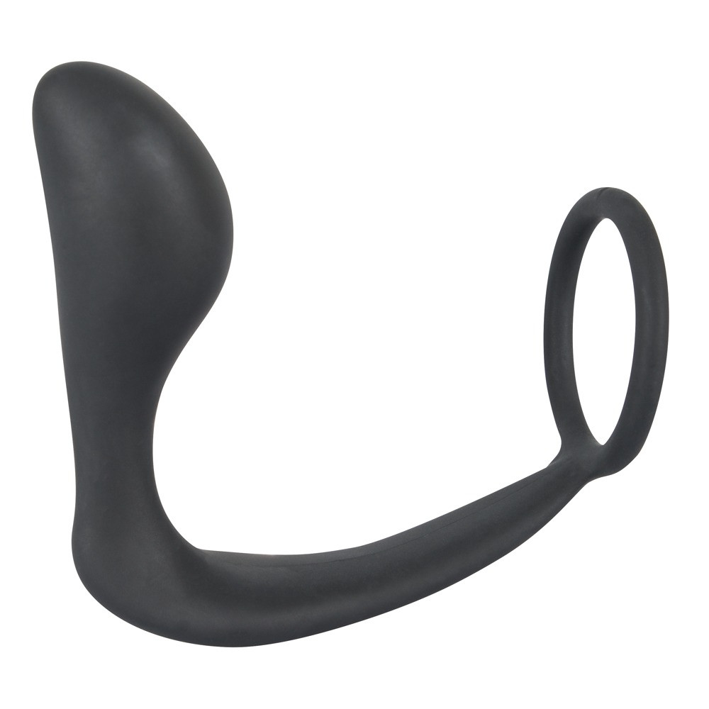 Эрекционное кольцо с анальной пробкой Black Velvets Ring & Plug, черное фото №2 — секс игрушки: Украина, NO TABOO