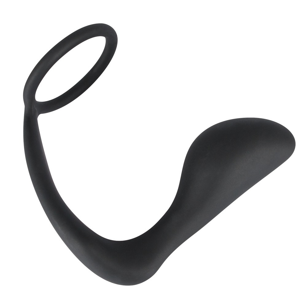 Эрекционное кольцо с анальной пробкой Black Velvets Ring & Plug, черное фото №3 — секс игрушки: Украина, NO TABOO