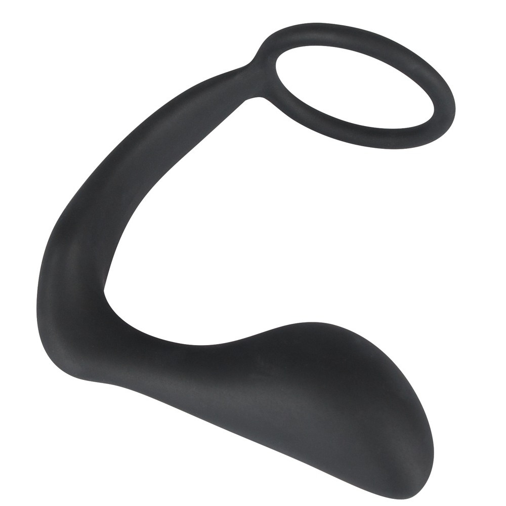 Эрекционное кольцо с анальной пробкой Black Velvets Ring & Plug, черное фото №4 — секс игрушки: Украина, NO TABOO