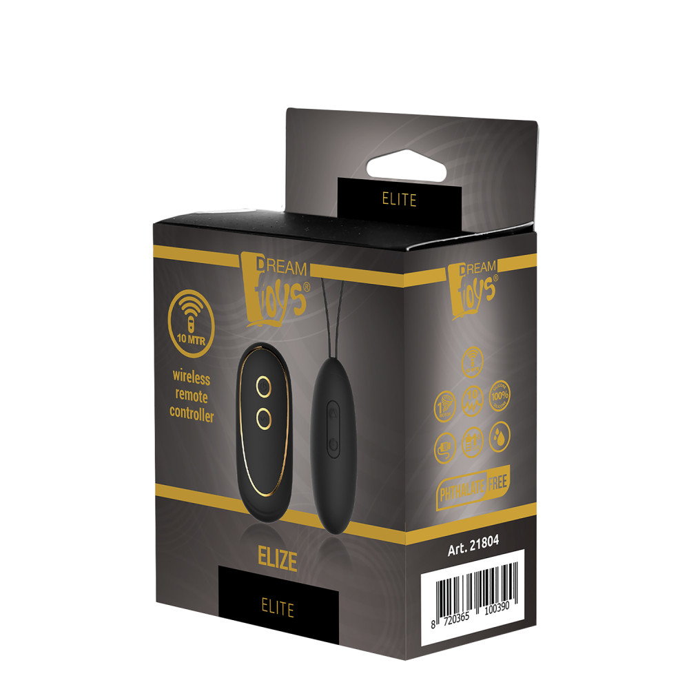 Виброяйцо Dream Toys Elize Elite с пультом, черное, 8 х 3 см фото №2 — секс игрушки: Украина, NO TABOO