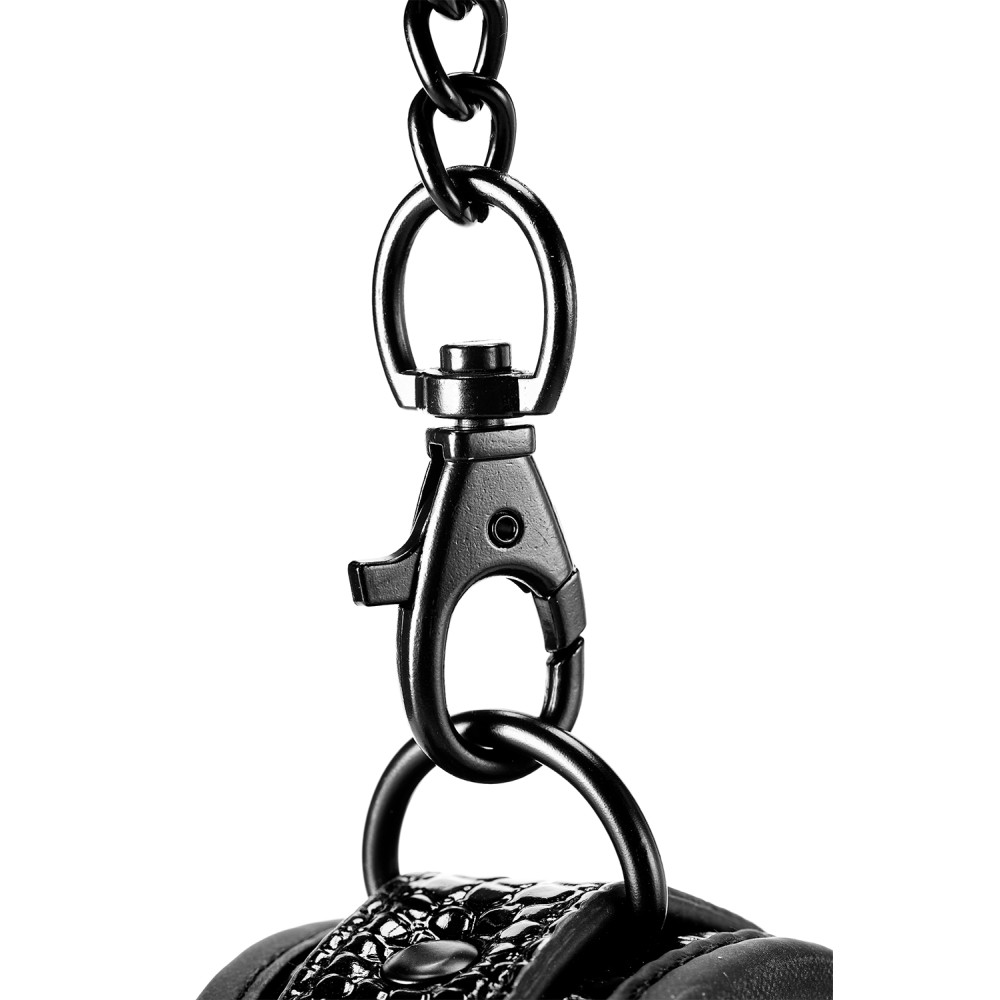 Поножи BLAZE LUXURY ANKLE CUFF CROCO, из замкожи, черные, фото №6 — секс шоп Украина, NO TABOO