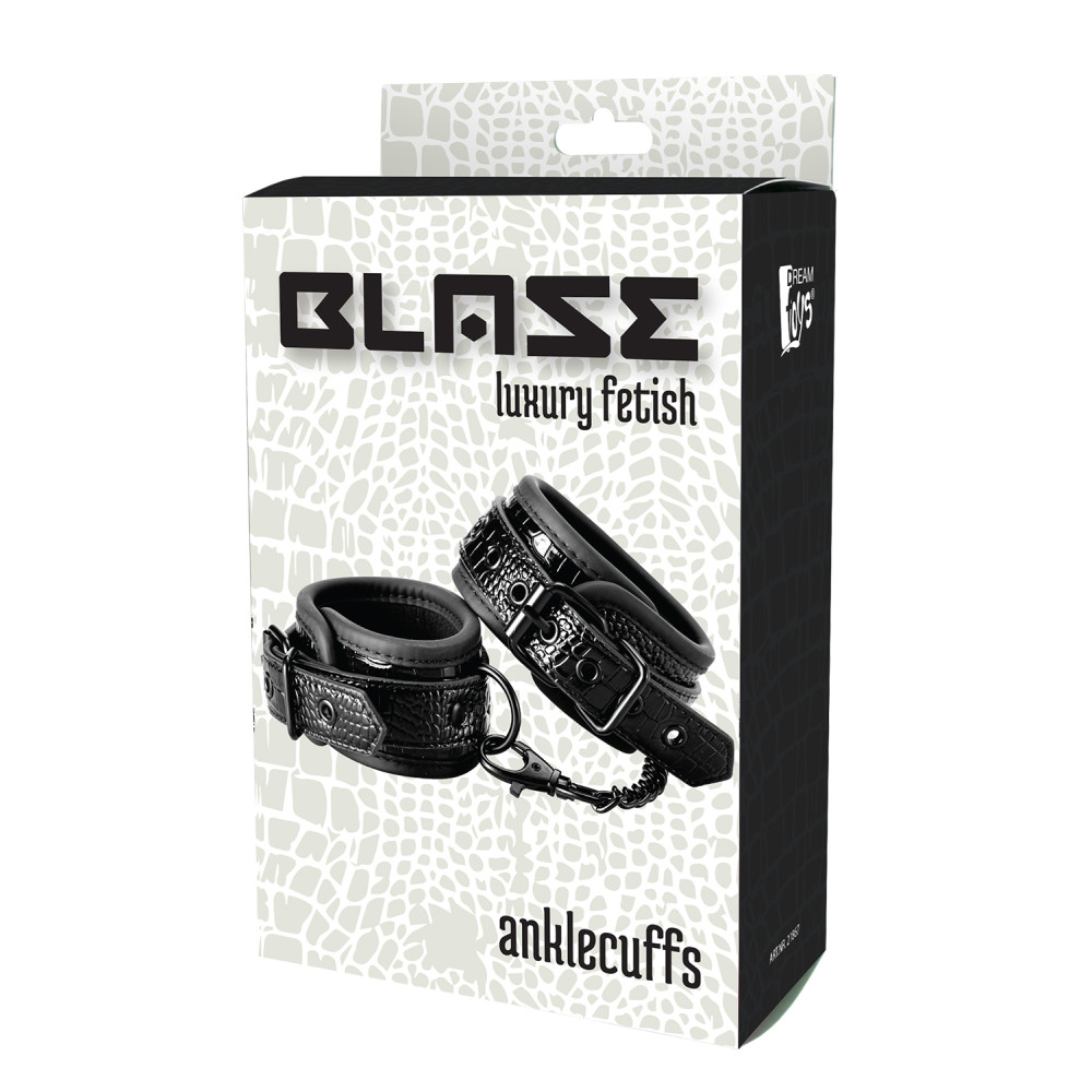 Поножи BLAZE LUXURY ANKLE CUFF CROCO, из замкожи, черные, фото №2 — секс шоп Украина, NO TABOO
