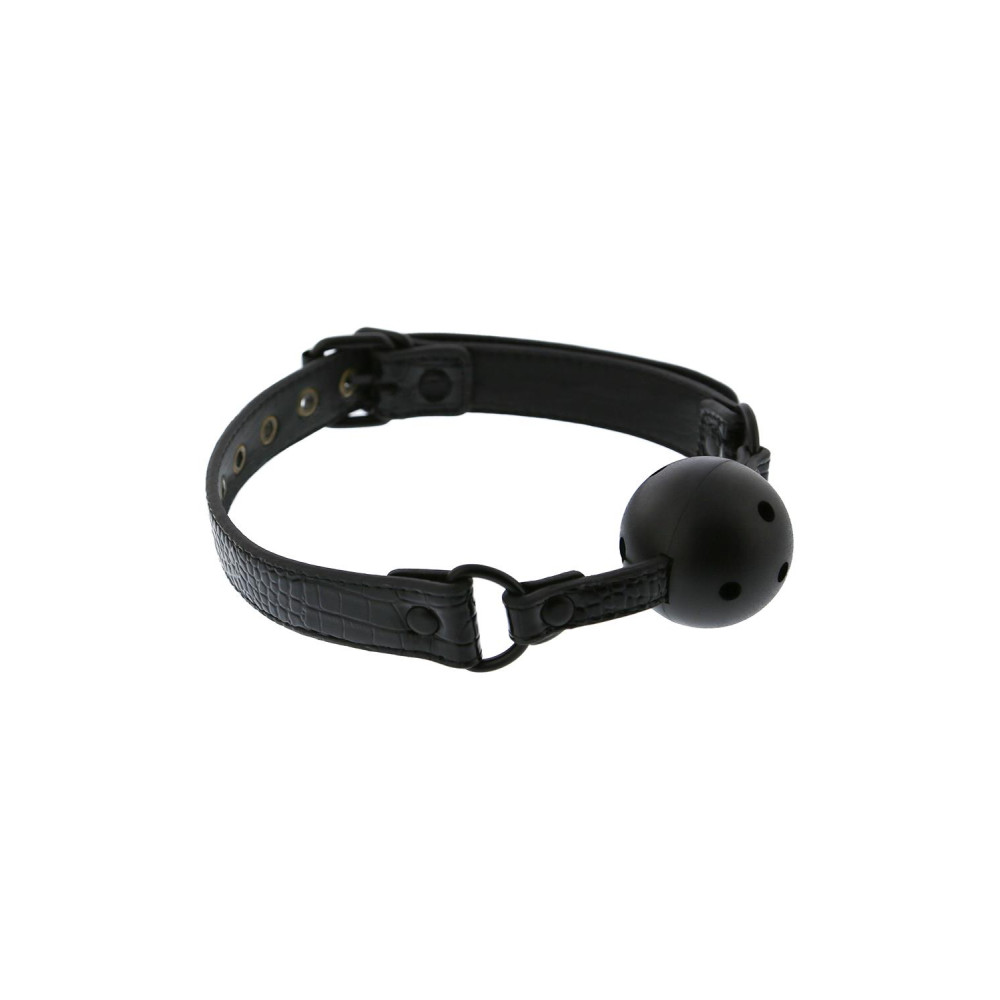 Кляп с пластиковым шариком 4,7 см диаметр BLAZE LUXURY BALL GAG CROCO BLACK	, фото №0 — секс шоп Украина, NO TABOO