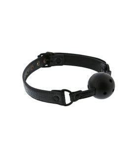 Кляп с пластиковым шариком 4,7 см диаметр BLAZE LUXURY BALL GAG CROCO BLACK - No Taboo